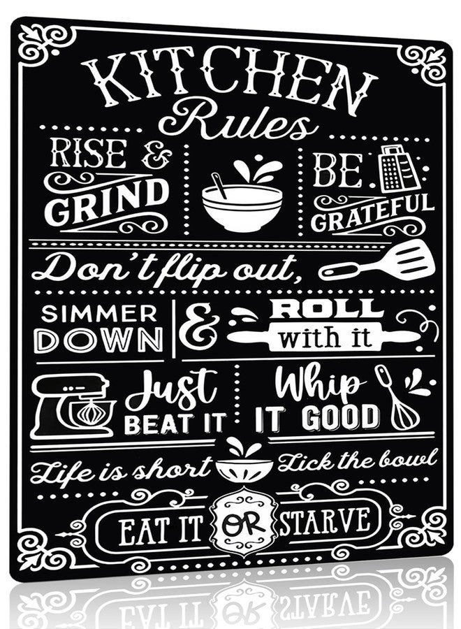 Crazysign Funny Kitchen Gifts for Women&Mom Kitchen Rules with Humorous Cooking Quotes Vintage Tin Sign for Home Farmhouse Kitchen Dining Room Decor 8x12 Inch (3367) - Image 1